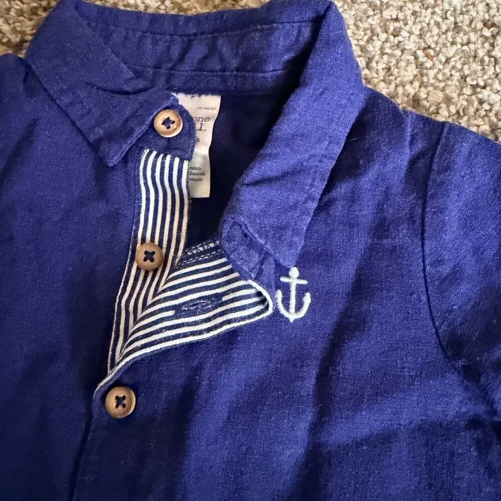 Carter's Blue Anchor Romper NWT 12 Months Boy Sailor Ship Ocean